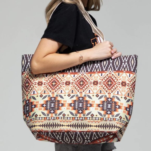 Boho Exotic Pattern Tote Bag Beach Bag - Picture 8 of 8
